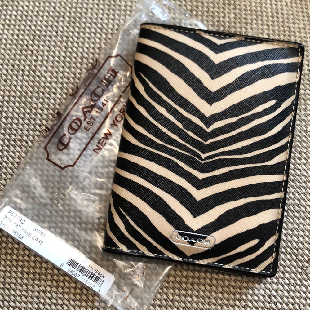 NWT Coach zebra passport holder wallet